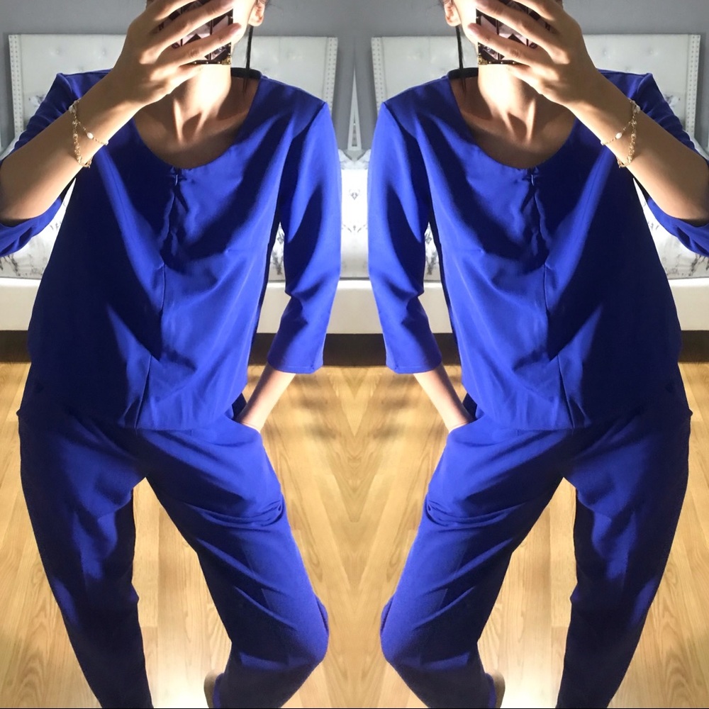 NWOT blue size large long sleeves jumpsuit